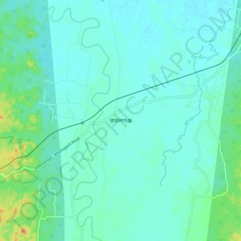 Komolgonj topographic map, elevation, terrain