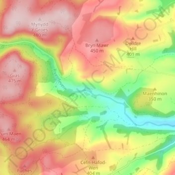 Geufron topographic map, elevation, terrain