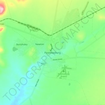 Postmasburg topographic map, elevation, terrain