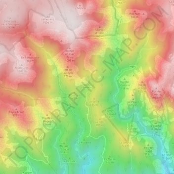 Bardou topographic map, elevation, terrain