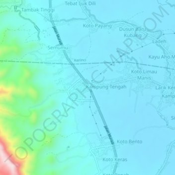 Sungai Liuk topographic map, elevation, terrain