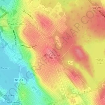 Miller Mountian topographic map, elevation, terrain