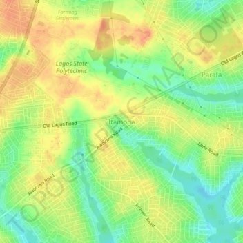 Itamoga topographic map, elevation, terrain