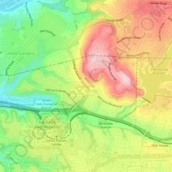 Del Cerro topographic map, elevation, terrain