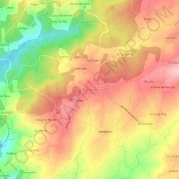 Amoeiro topographic map, elevation, terrain