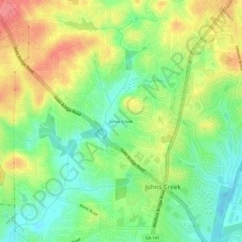 Johns Creek topographic map, elevation, terrain