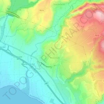 Kouklia topographic map, elevation, terrain