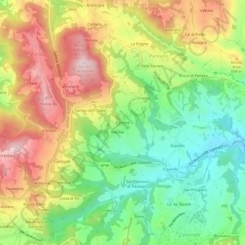 Carezza topographic map, elevation, terrain