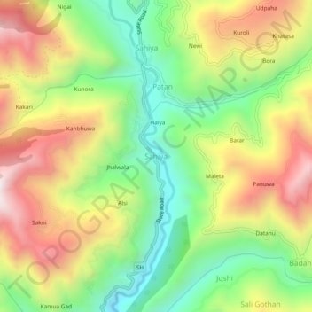 Sahiya topographic map, elevation, terrain