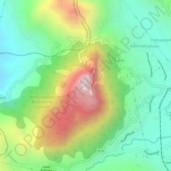 Ambuluwaawa topographic map, elevation, terrain