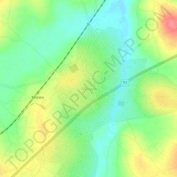 Mlowo topographic map, elevation, terrain