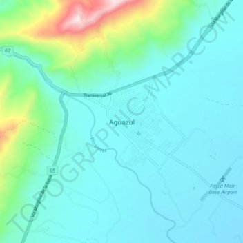 Aguazul topographic map, elevation, terrain