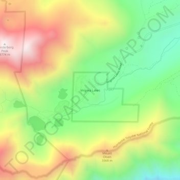 Virginia Lakes topographic map, elevation, terrain