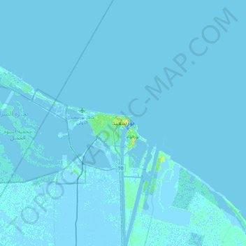 Port Said topographic map, elevation, terrain