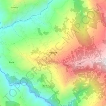 Taplejung topographic map, elevation, terrain