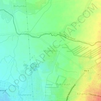 Mutimbuzi topographic map, elevation, terrain