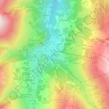 Le Pontet topographic map, elevation, terrain