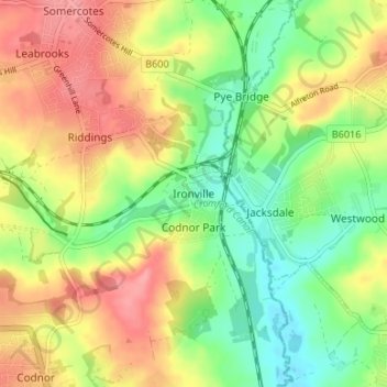 Ironville topographic map, elevation, terrain