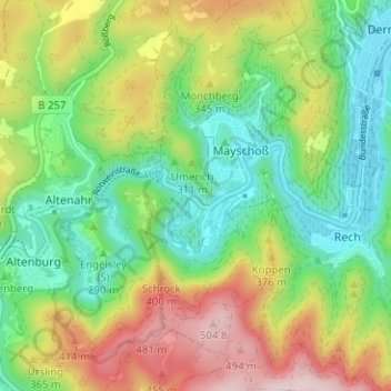 Laach topographic map, elevation, terrain