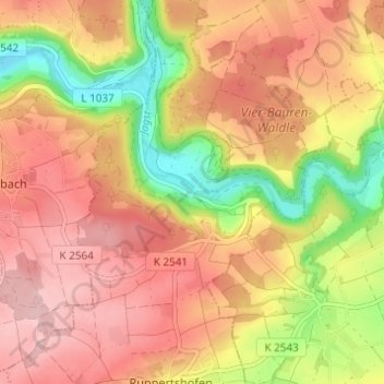 Hessenau topographic map, elevation, terrain