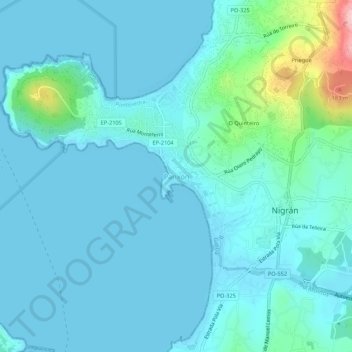 Panxón topographic map, elevation, terrain