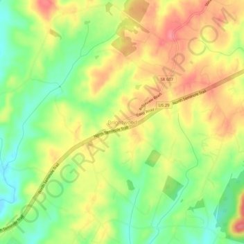Brightwood topographic map, elevation, terrain
