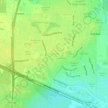 Fairfield topographic map, elevation, terrain