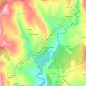 Forcarei topographic map, elevation, terrain