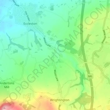 Heskin Green topographic map, elevation, terrain