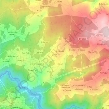 Sanín topographic map, elevation, terrain