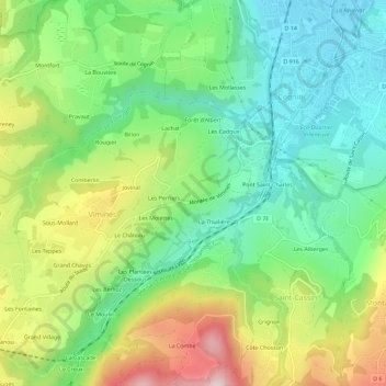 Montpas topographic map, elevation, terrain