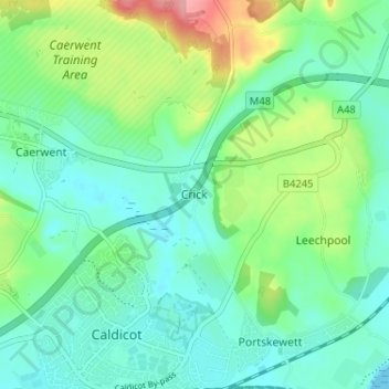 Crick topographic map, elevation, terrain