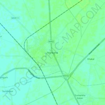 Narwana topographic map, elevation, terrain