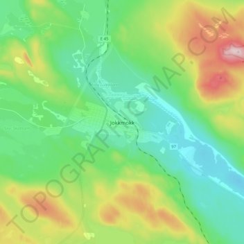 Jokkmokk topographic map, elevation, terrain