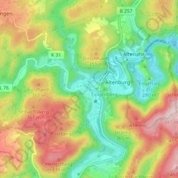 Kreuzberg topographic map, elevation, terrain