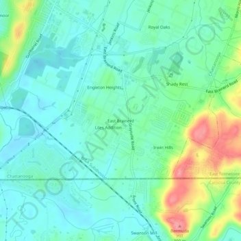 East Brainerd topographic map, elevation, terrain