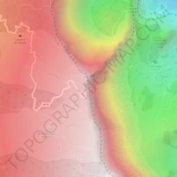 Maïdo topographic map, elevation, terrain