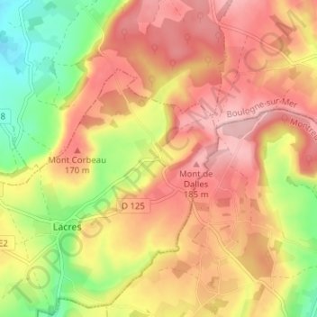 Dalles topographic map, elevation, terrain