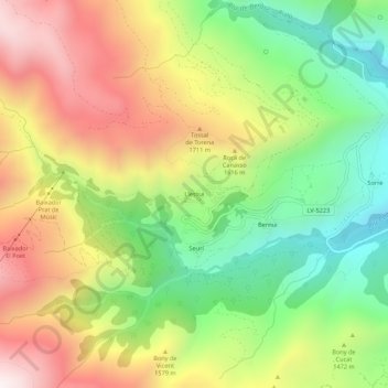 Llessui topographic map, elevation, terrain