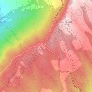 Coll de Comiols topographic map, elevation, terrain
