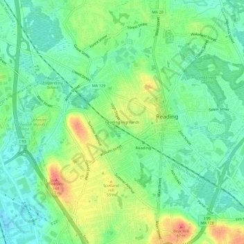 Reading Highlands topographic map, elevation, terrain
