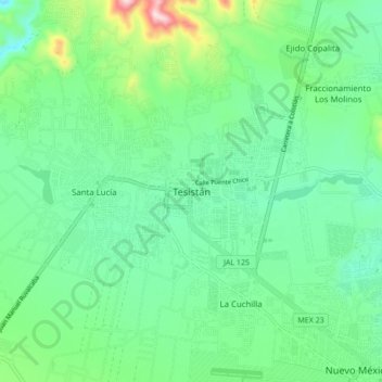 Tesistán topographic map, elevation, terrain
