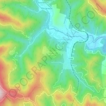 Les Borries topographic map, elevation, terrain