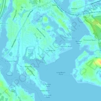 Swifts Beach topographic map, elevation, terrain