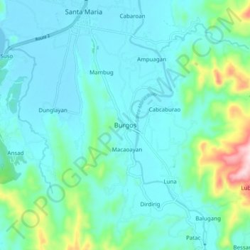 Burgos topographic map, elevation, terrain