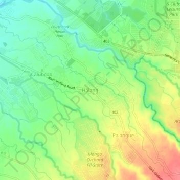Halang topographic map, elevation, terrain