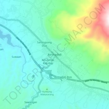 Airmadidi topographic map, elevation, terrain