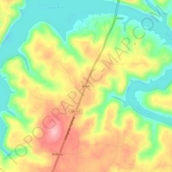 Boom topographic map, elevation, terrain
