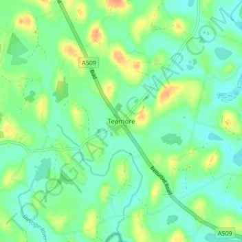 Teemore topographic map, elevation, terrain
