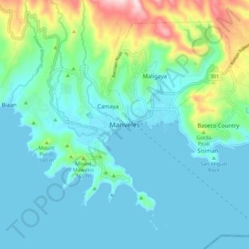 Mariveles topographic map, elevation, terrain